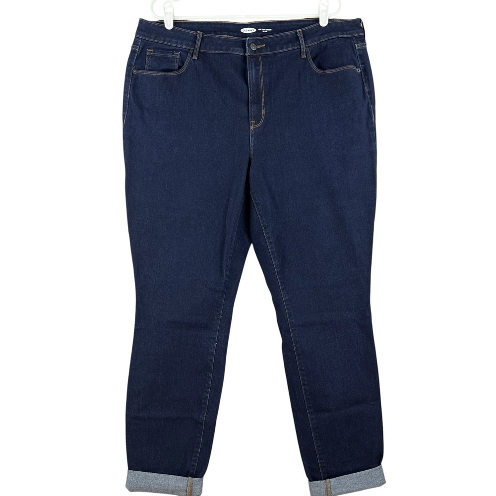 Old Navy Women's Pop Icon Skinny Blue Jeans Size 18T Rolled Cuff Stretch NWOT